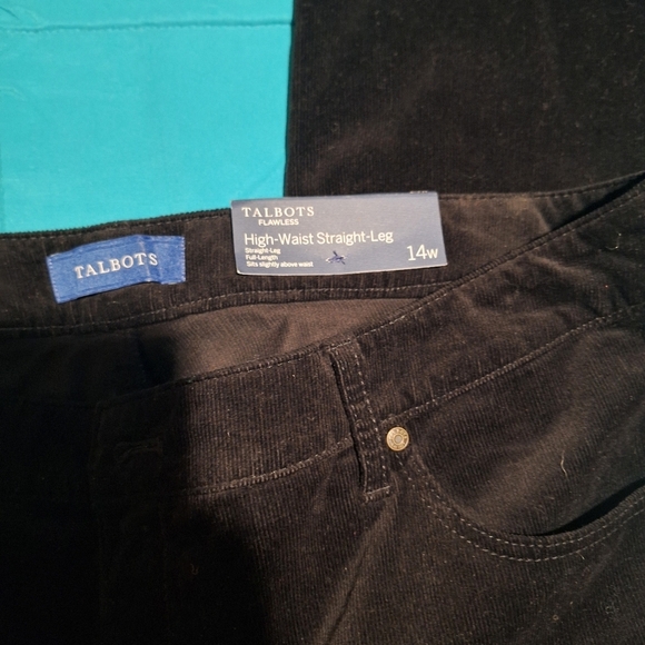 Nwt Talbots Black Corduroy Pants 14W High Waisted Straight Leg - Picture 4 of 6